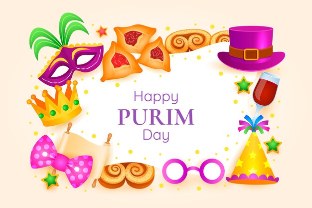 Fundo gradiente para a celebração do feriado de purim