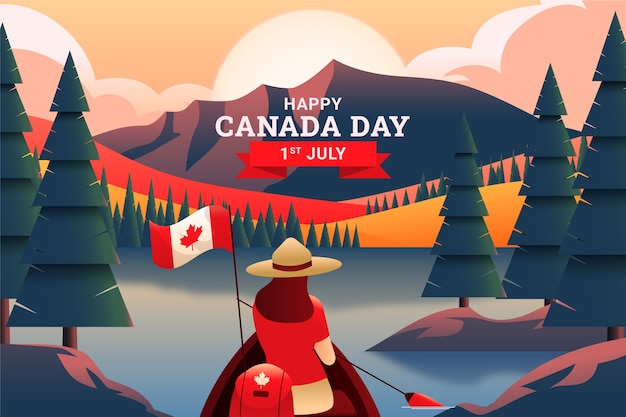 Fundo gradiente para a celebração do feriado do dia do canadá