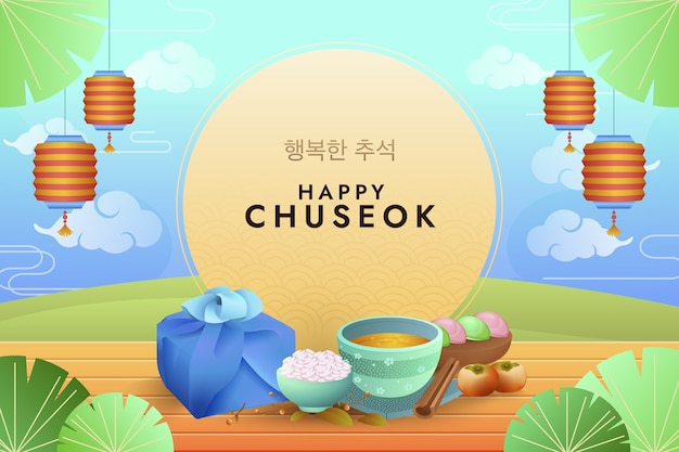 Vetor grátis fundo gradiente para a celebração do festival chuseok coreano