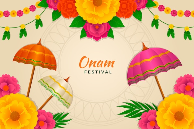 Vetor grátis fundo gradiente para a celebração do festival onam