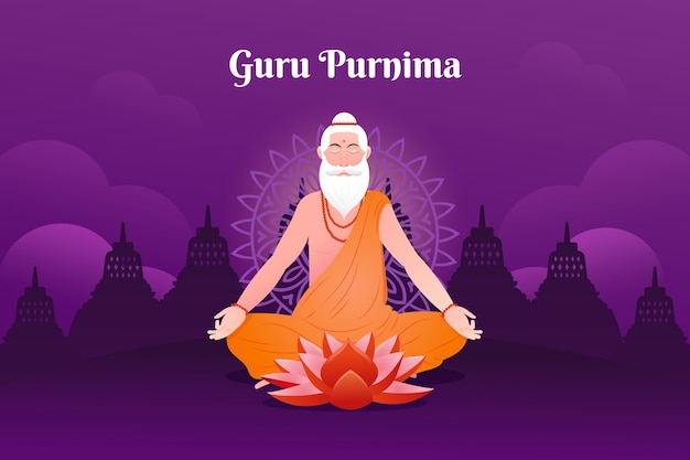 Vetor grátis fundo gradiente para a celebração do guru purnima