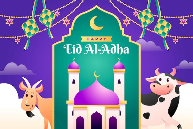 Vetor grátis fundo gradiente para a celebração islâmica do eid al-adha