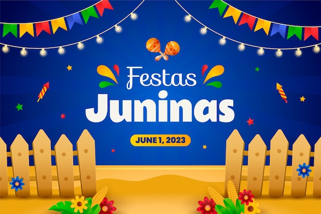 Vetor grátis fundo gradiente para celebração de festas juninas brasileiras