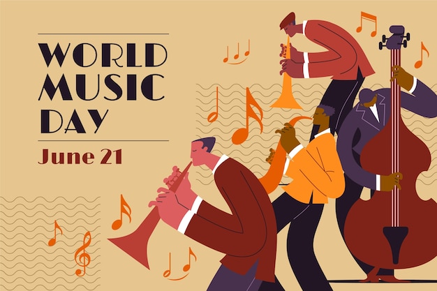 Fundo gradiente para celebração do dia mundial da música