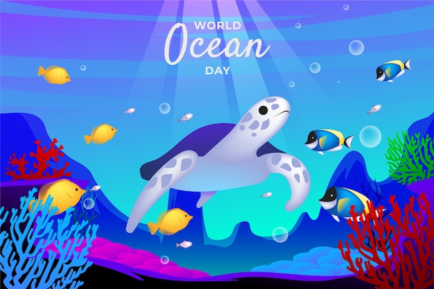 Vetor grátis fundo gradiente para celebração do dia mundial dos oceanos