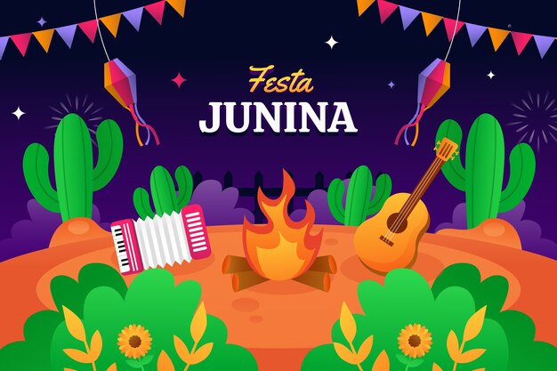 Fundo gradiente para celebrações de festas juninas brasileiras
