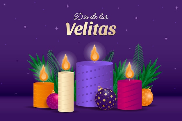 Fundo gradiente para o feriado do dia de las velitas