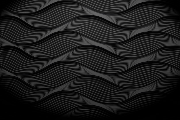 Vetor grátis fundo gradiente preto com linhas onduladas