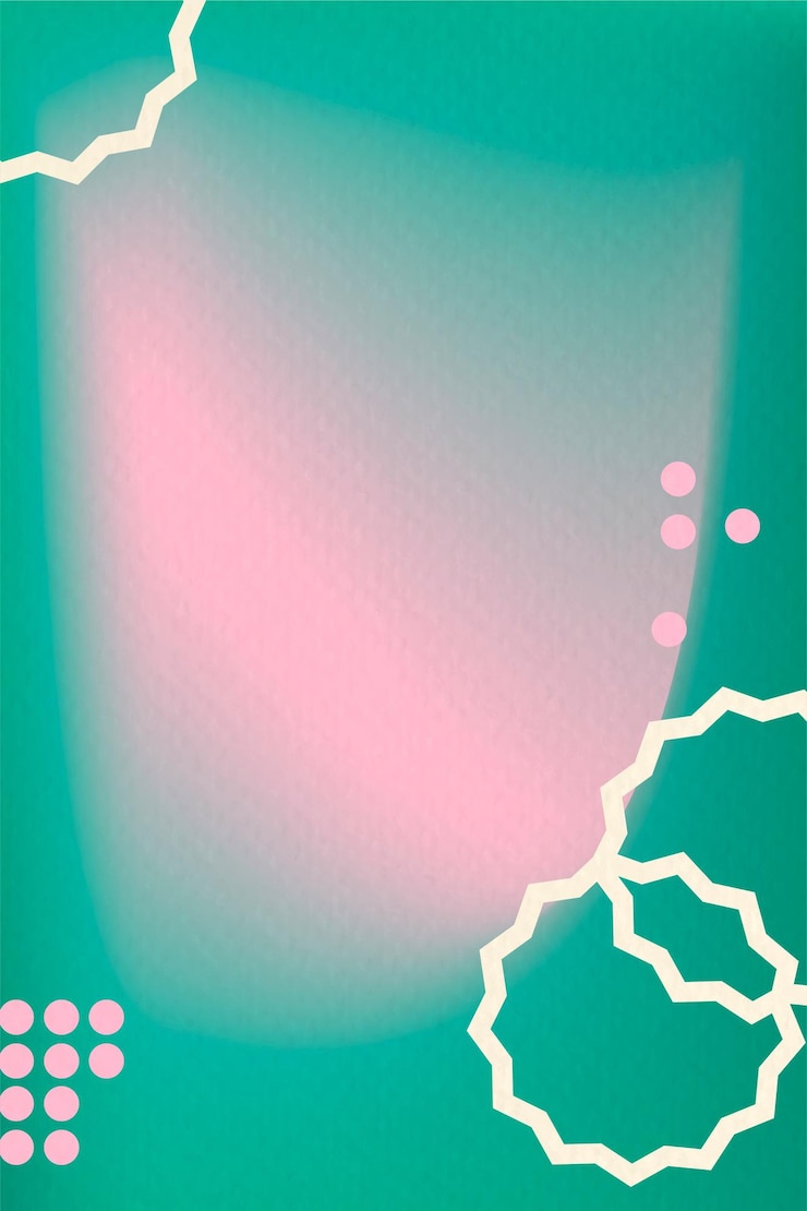 Vetor grátis fundo gradiente verde em memphis abstrato com borda funky