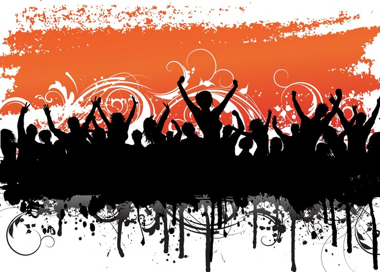 Vetor grátis fundo grunge com uma silhueta de um público animado