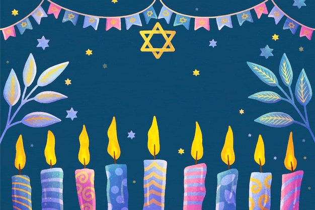 Vetor grátis fundo hanukkah aquarela