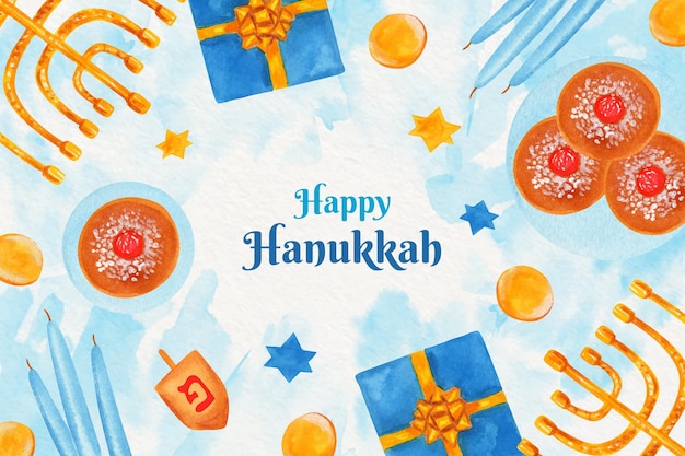 Fundo hanukkah aquarela