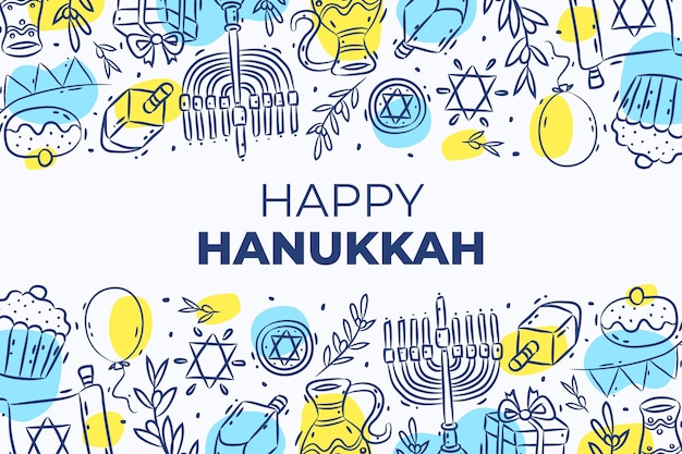 Vetor grátis fundo hanukkah desenhado à mão