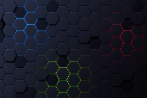 Vetor grátis fundo hexagonal escuro com cor gradiente