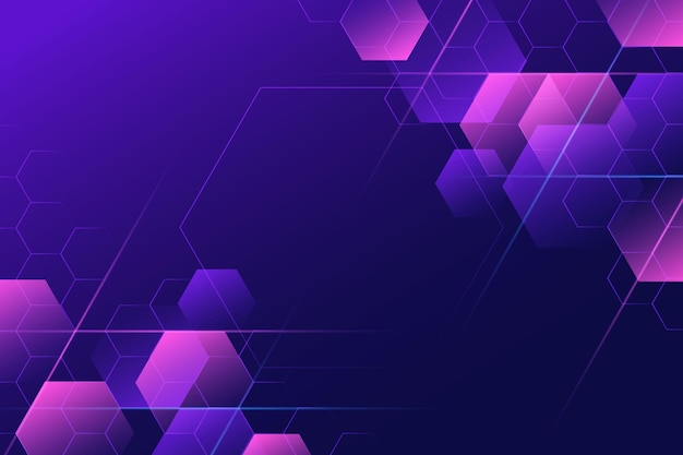 Fundo hexagonal roxo em gradiente