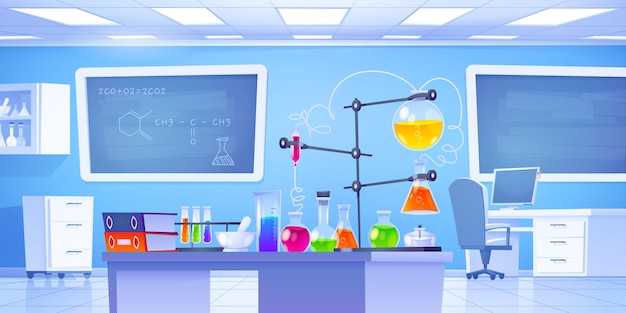 Fundo ilustrado de laboratório de química