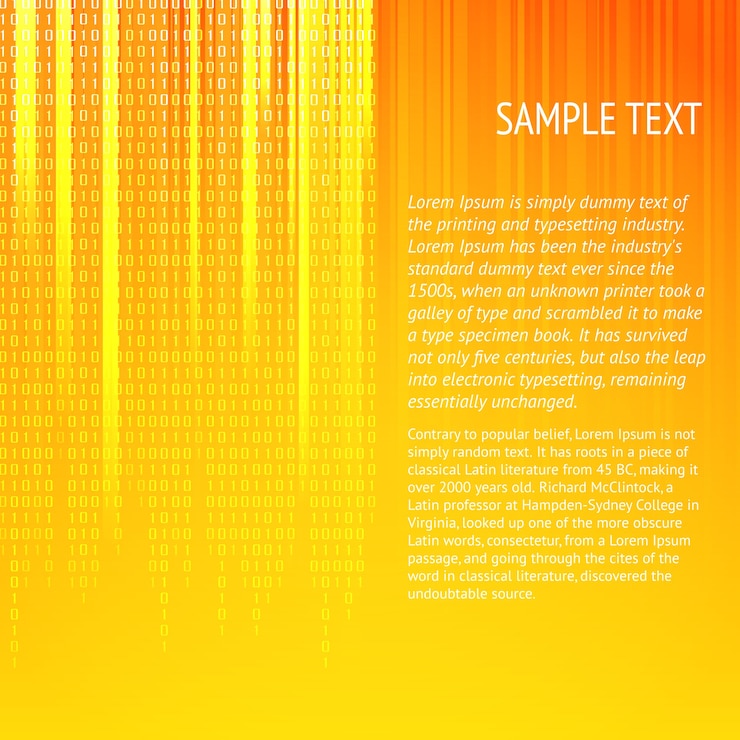 Vetor grátis fundo laranja abstrato com linhas suaves e dígitos. modelo de texto de amostra