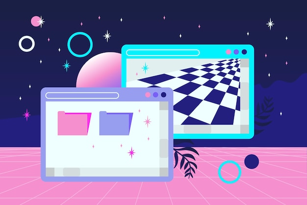 Vetor grátis fundo linear vintage vaporwave