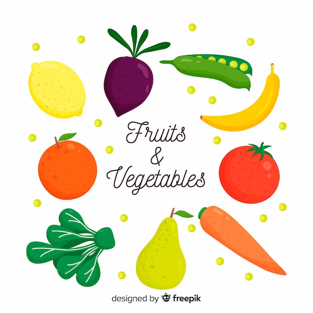 Fundo liso de vegetais e frutas