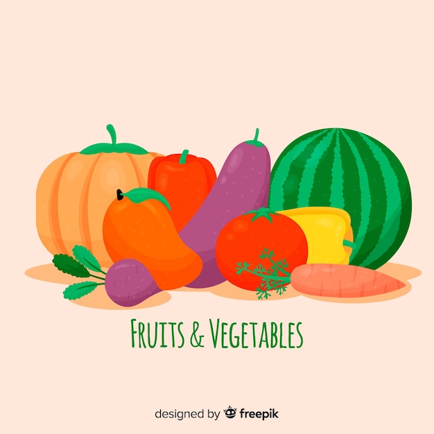 Fundo liso de vegetais e frutas