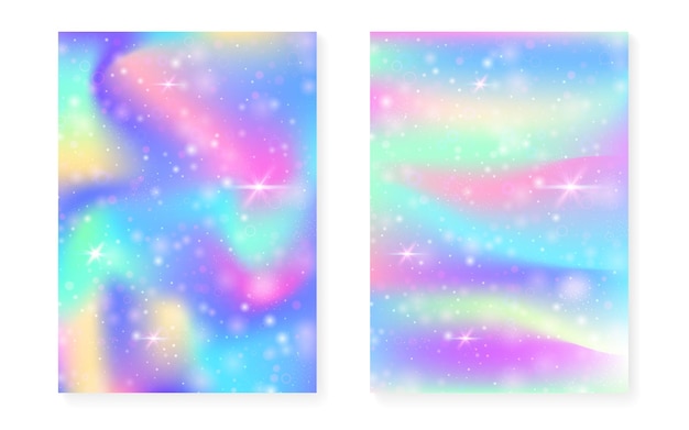 Fundo mágico com gradiente de arco-íris de princesa Kawaii unicórnio