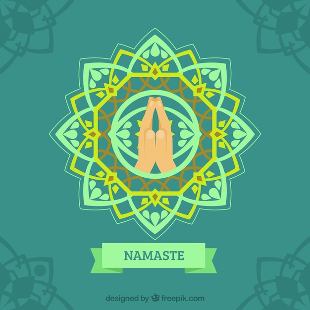 Fundo mandala com saudação namaste