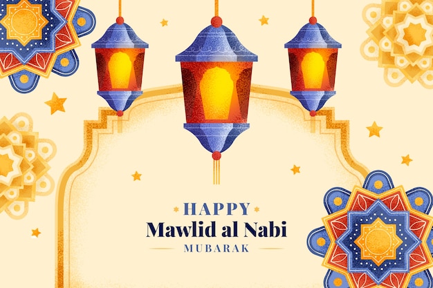 Fundo mawlid al nabi desenhado à mão