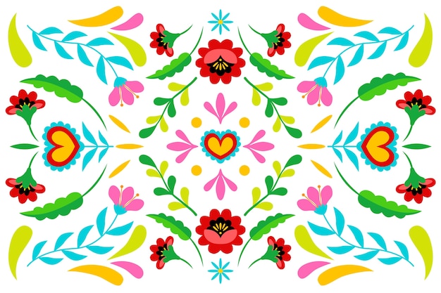 Fundo mexicano colorido em design plano