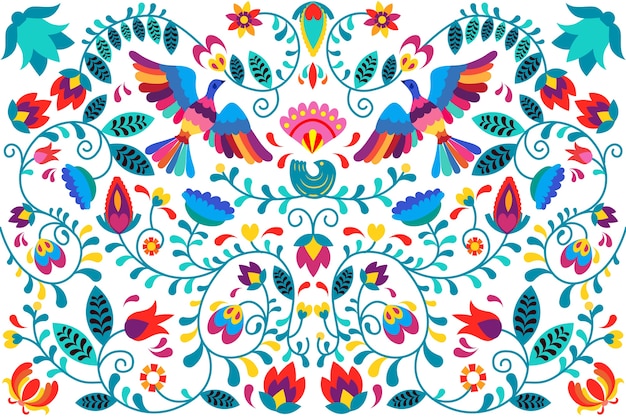 Fundo mexicano colorido em design plano