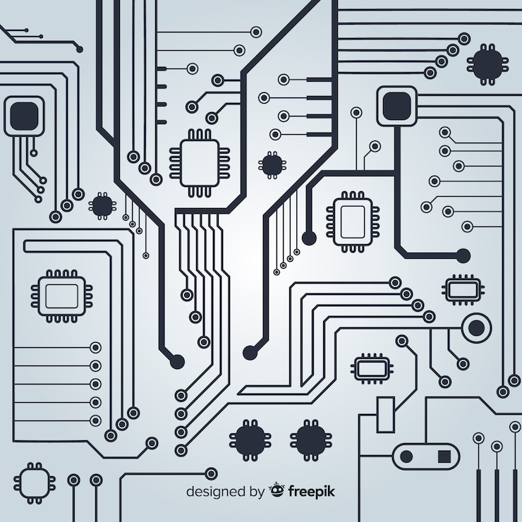 Vetor grátis fundo moderno de cpu com estilo linear