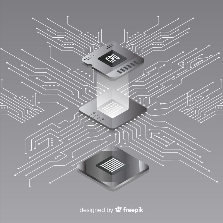 Vetor grátis fundo moderno de cpu com perspectiva isométrica