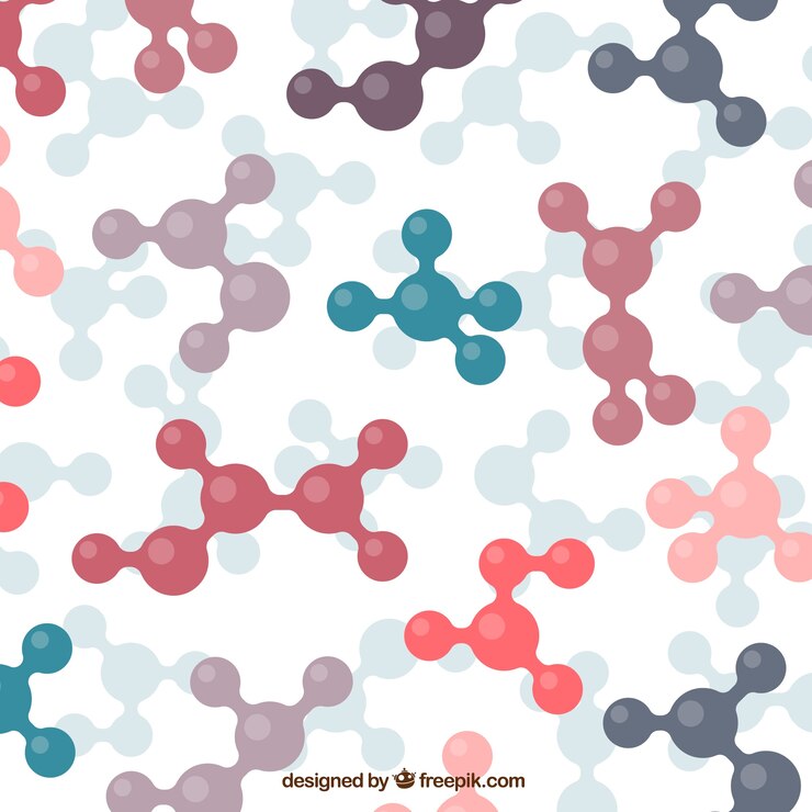 Vetor grátis fundo molecular com design plano