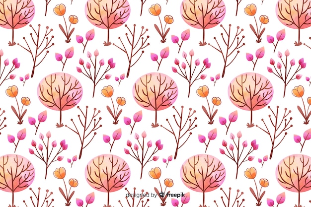 Vetor grátis fundo monocromático de flores em aquarela em tons de rosa