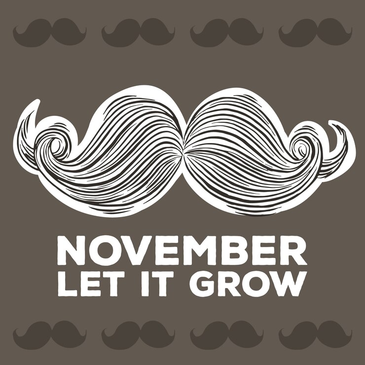 Vetor grátis fundo movember com um bigode listrado grande