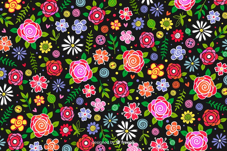 Vetor grátis fundo natural com flores desenhadas a mão
