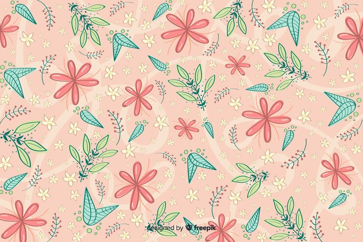 Vetor grátis fundo natural com flores desenhadas a mão