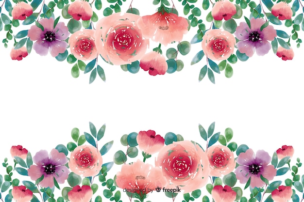 Fundo natural com flores em aquarela