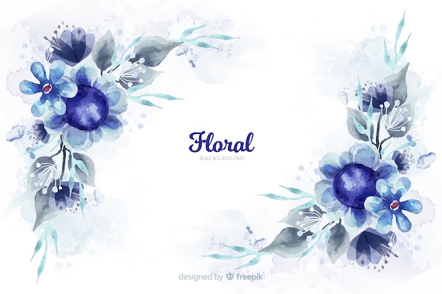 Fundo natural com flores em aquarela