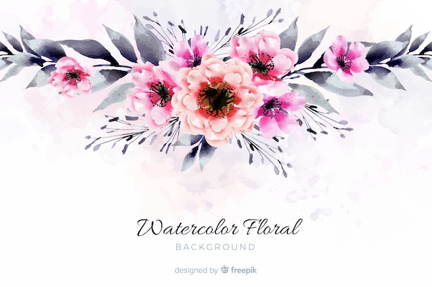 Fundo natural com flores em aquarela