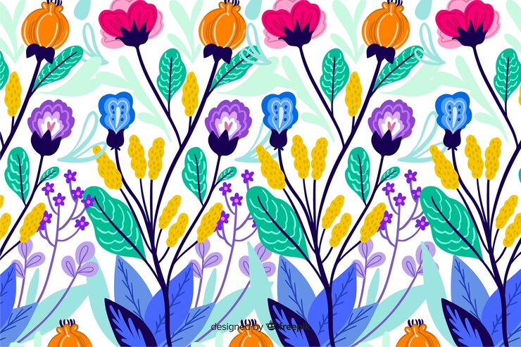 Vetor grátis fundo natural com flores exóticas coloridas