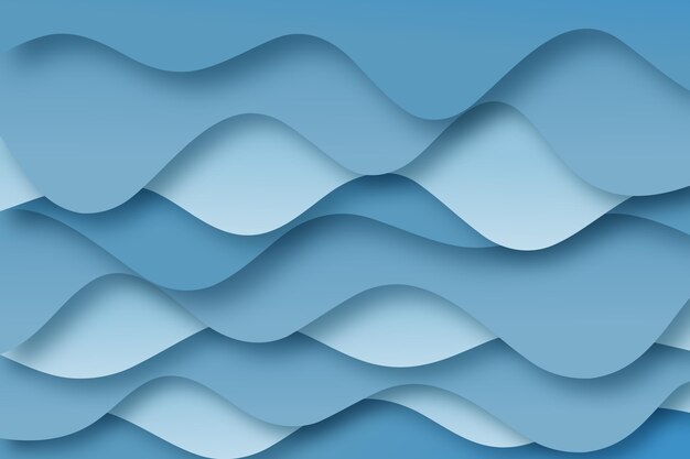 Fundo ondulado em tons de azul em estilo de papel