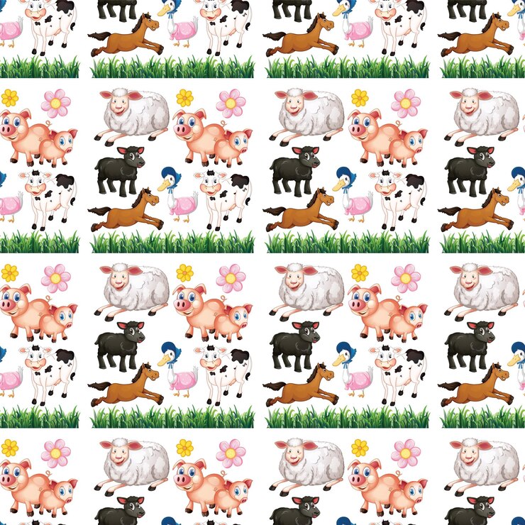 Vetor grátis fundo perfeito de desenho animado de animais fofos