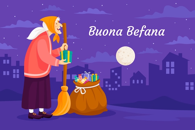 Vetor grátis fundo plano befana