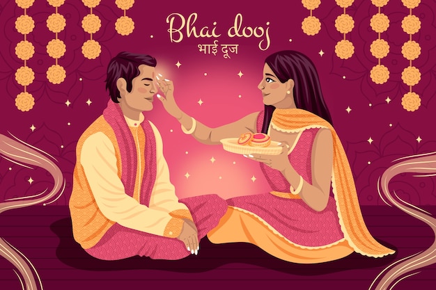 Vetor grátis fundo plano bhai dooj