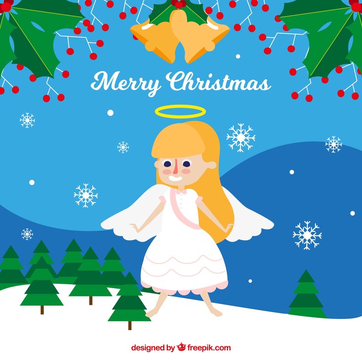 Vetor grátis fundo plano com um anjo de natal