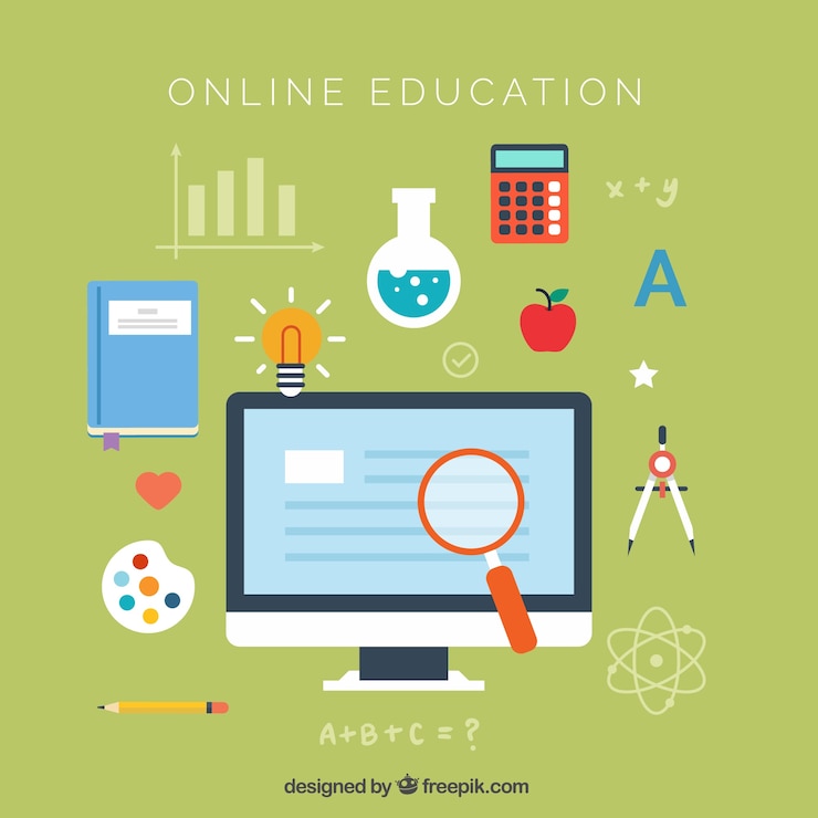 Vetor grátis fundo plano da educação on-line