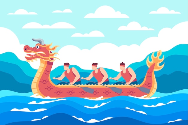 Vetor grátis fundo plano de barco dragão