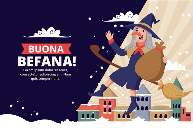 Fundo plano de befana desenhado à mão