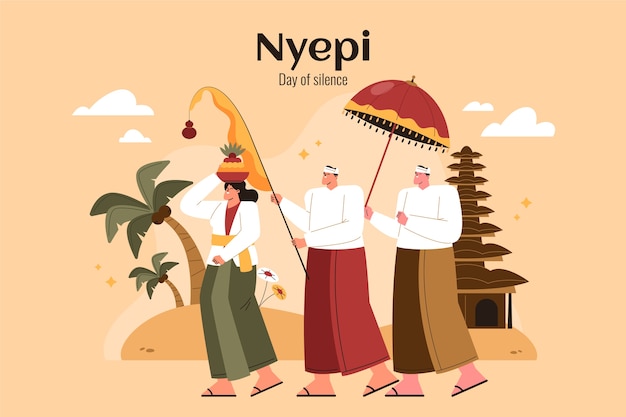 Vetor grátis fundo plano de celebração de nyepi