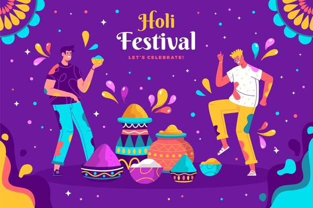 Vetor grátis fundo plano de celebração do festival de holi